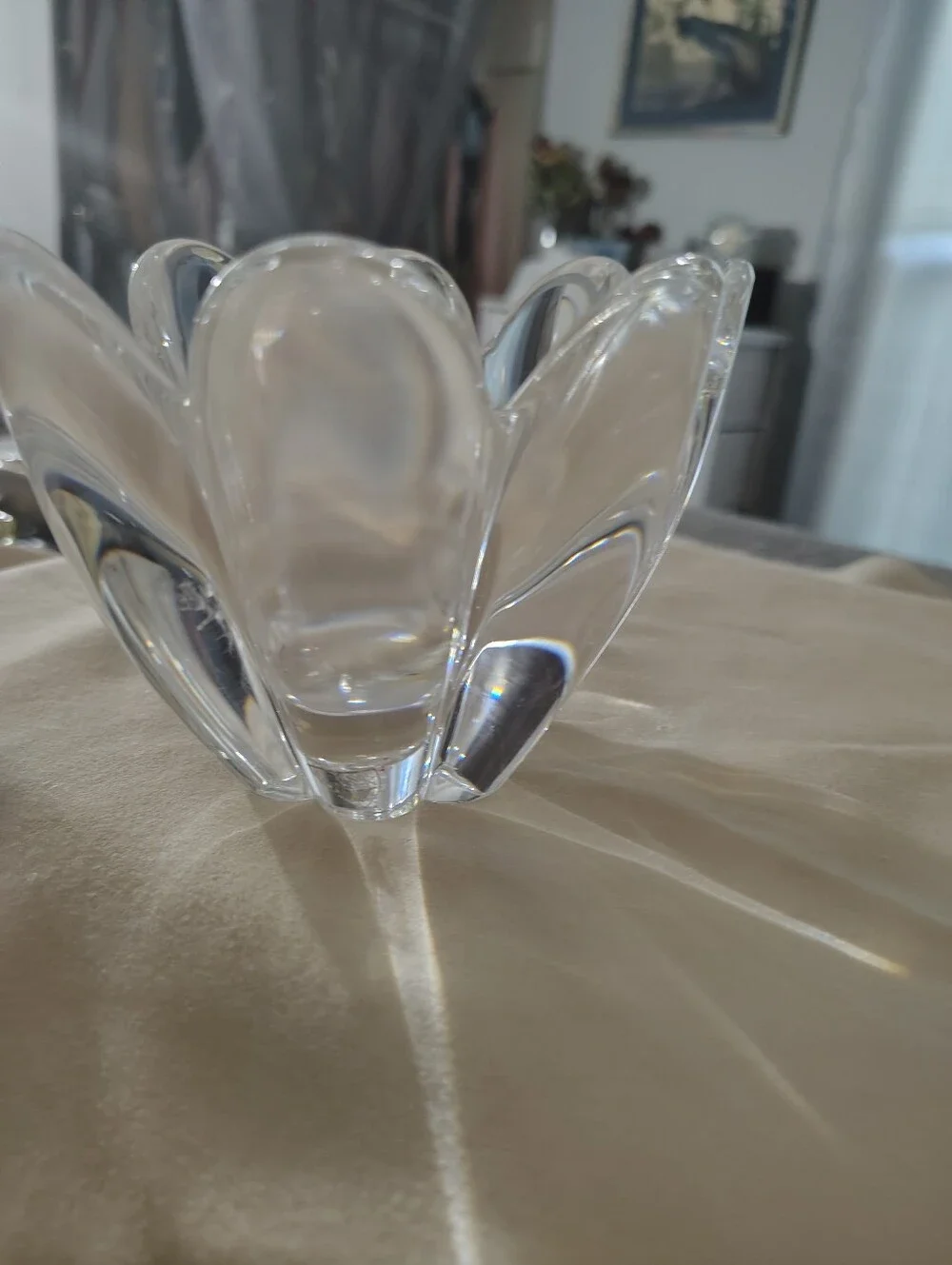Orrefors swean Mayflower Art Crytal Signed Daisy Candy Bowl Vase